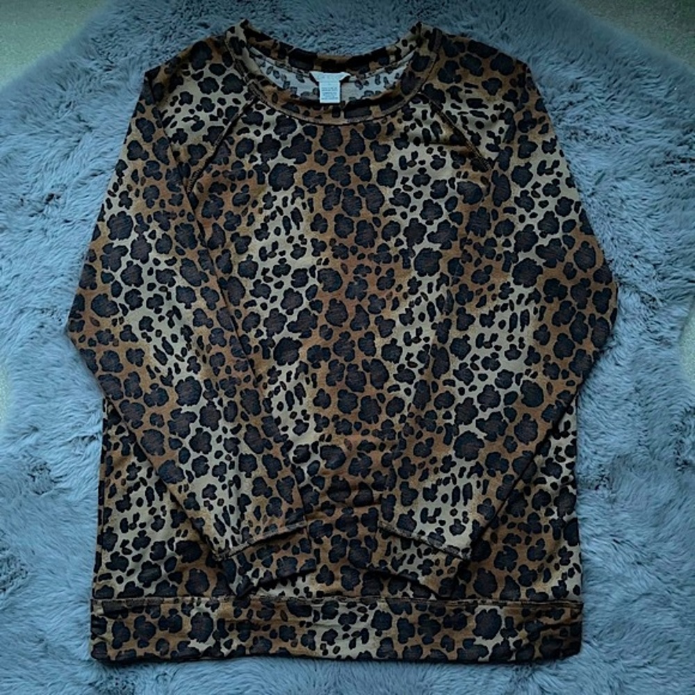 Caslon NWOT Women’s Cheetah/Leopard Animal Print Crewneck Sweatshirt Size L TTS